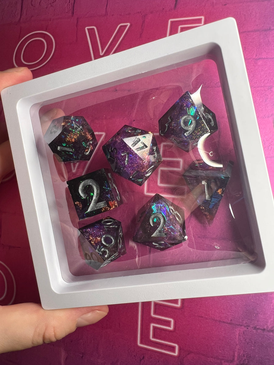 Floating Dice Display Dark Moon Dice