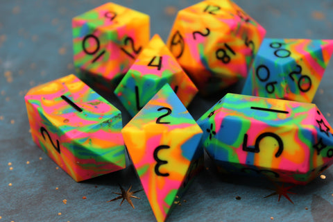 Neon Swirl Dice Set