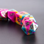 Rainbow Skull 7pc Rounded Edge Dice Set with Skull Pouch