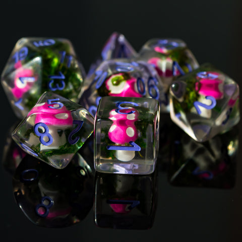 Fae Forest 7pc Rounded Edge Musroom Dice Set