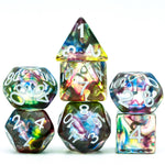 Fractal Rain 7pc Round Edge Dice Set