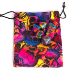 Rainbow Skull 7pc Rounded Edge Dice Set with Skull Pouch
