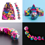 Rainbow Skull 7pc Rounded Edge Dice Set with Skull Pouch