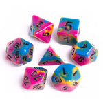Rainbow Skull 7pc Rounded Edge Dice Set with Skull Pouch